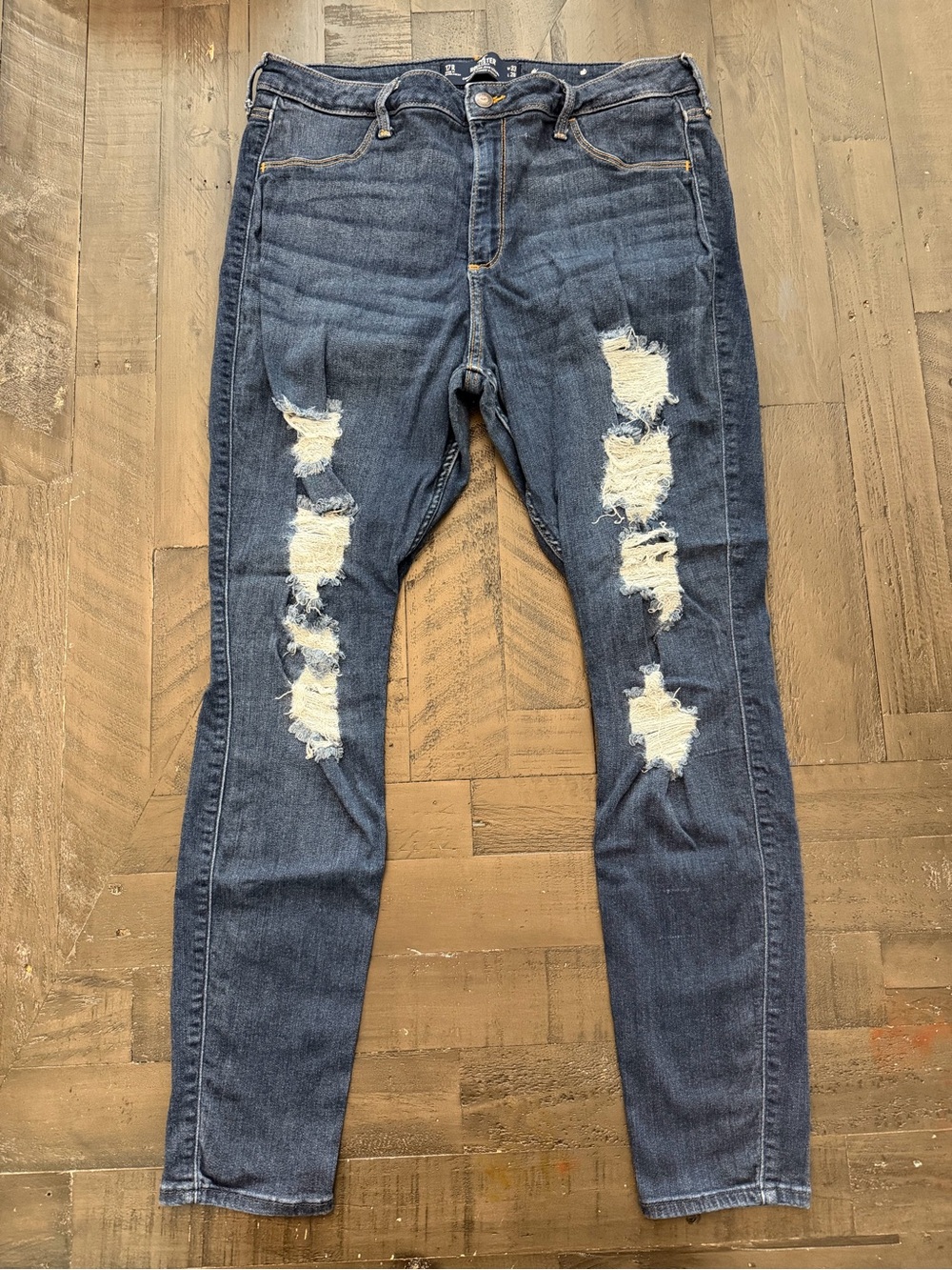 Hollister Dark Blue Ripped Skinny Jeans